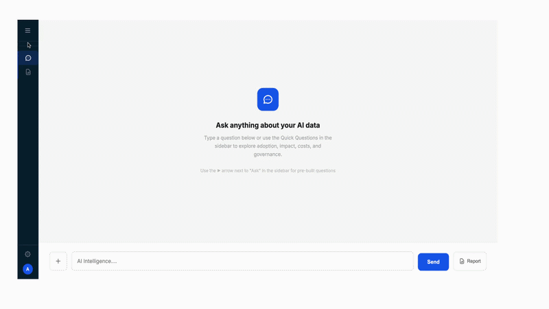 Temporall product demonstration of asking questions about AI data.